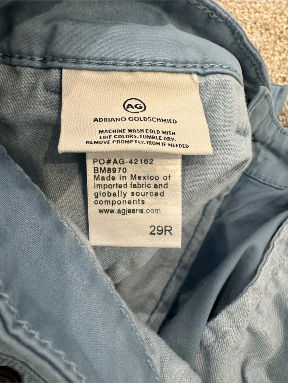 AG Adriano Goldschmied Dusty Blue Flat-Front Men's Shorts
